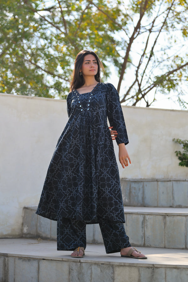 Flared Dress With Mirror Work